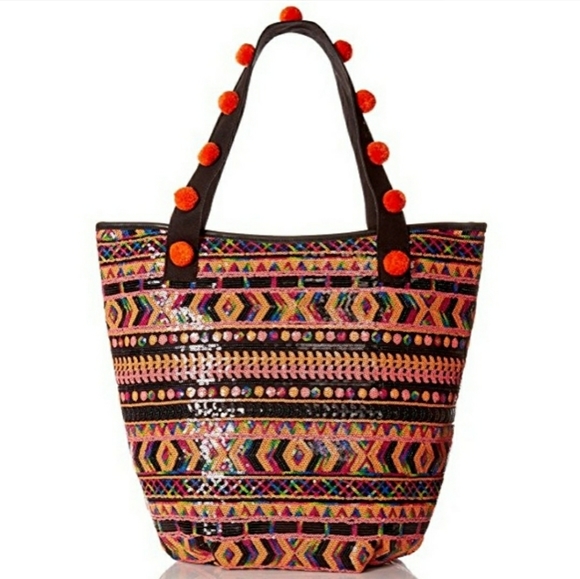 Circus by Sam Edelman Handbags - Sam Edleman Circus Nellie Bag Pom Pom Tote Sequin